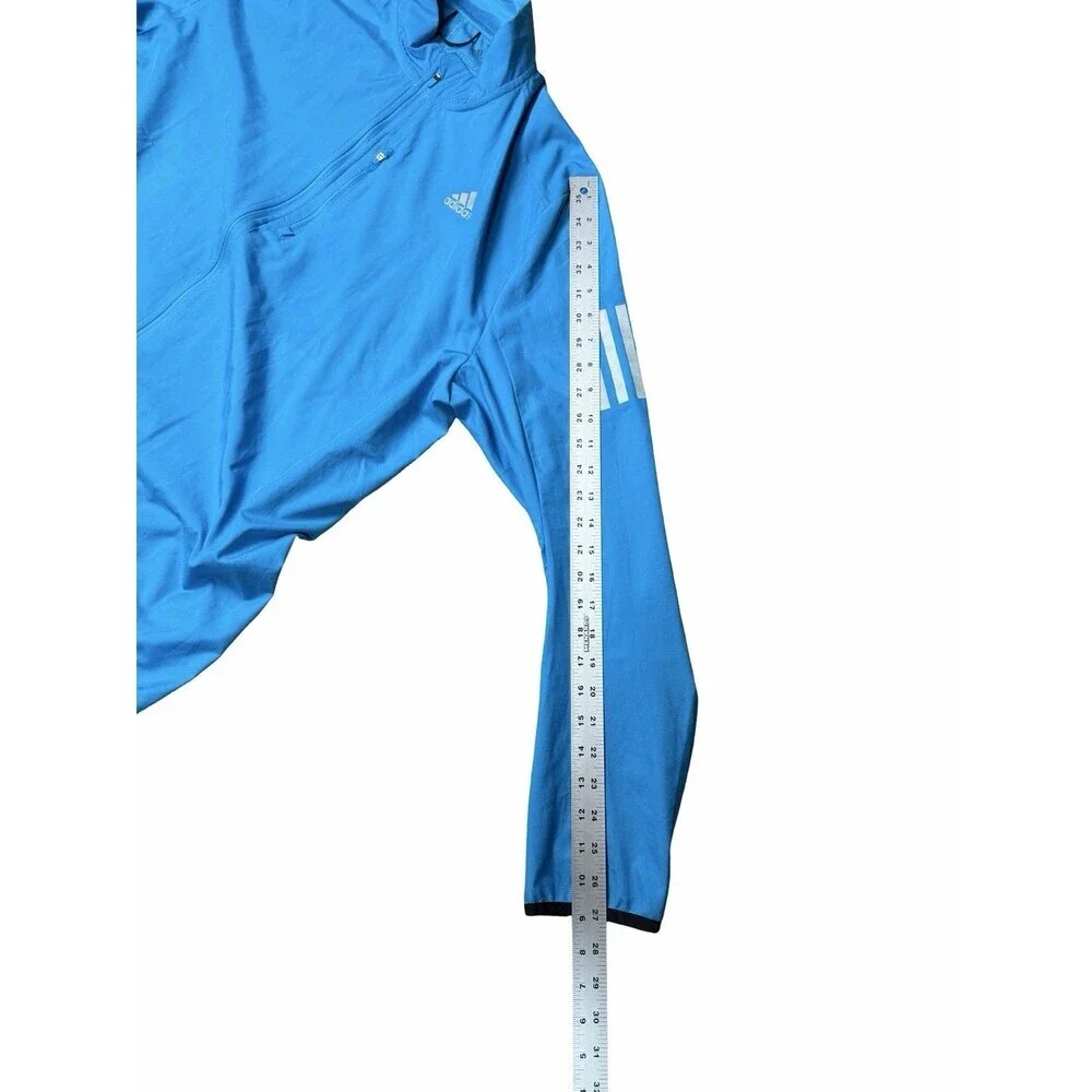 Adidas Men's Own The Run Windbreaker Running Jacket Size L Full Zip Blue Light